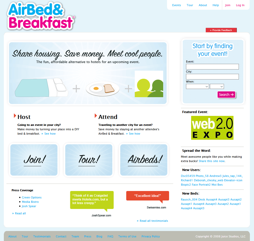 airbnb in 2008